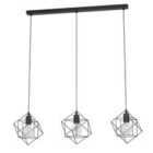 Eglo Straiton Black Steel Modern Geometric 3 Light Pendant