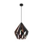 Eglo Carlton 1 Black & Copper Geometric Pendant Light