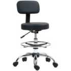 HOMCOM Faux Leather Adjustable Stool, 360 Swivel Chair for Study, Black