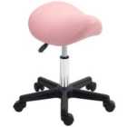 HOMCOM Saddle Stool Adjustable Rolling Salon Chair for Massage Spa Beauty Pink