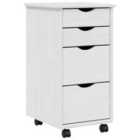 vidaXL Rolling Cabinet With Drawers Moss White Solid Wood Pine