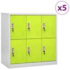 vidaXL Locker Cabinets 5 Pcs Light Grey And Green 90X45X92.5 Cm Steel
