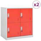 vidaXL Locker Cabinets 2 Pcs Light Grey And Red 90X45X92.5 Cm Steel