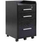 HOMCOM 3 Drawer Mobile Filing Cabinet Lockable Filing Cabinet, Black