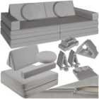 Tectake Kids Sofa Lilly 8 Piece Set Grey