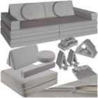 Tectake Kids Sofa Lilly 8 Piece 160Cm Grey