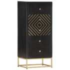 Vidaxl Drawer Cabinet Black And Gold 45X30X105 Cm Solid Mango Wood