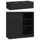 vidaXL Sliding Door Cabinet With Planter Box Anthracite Steel