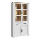 Furniture To Go Bohol Display Cabinet 4 Door 2 Drawer In Oak/White Inc LED Lighting