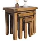 Elm Home And Garden Wooden Rustic Oak Side End Lamp Nest Of 3 Tables