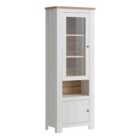 Furniture To Go Celesto 2 Door Display Cabinet Inc. 2x LED Lights In White And Oak