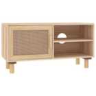 Vidaxl Tv Cabinet Brown 80X30X40 Cm Solid Wood Pine And Natural Rattan