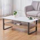 Artemis Home Ascent Rectangular Stone Coffee Table With Shelf - Light Grey