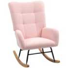 HOMCOM Rocking Chair, Modern Armchair w/ Backrest for Bedroom, Light Pink