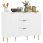 HOMCOM Sideboard Buffet Cabinet w/ 3 Drawers and Adjustable Shelves, White