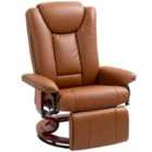 HOMCOM PU Leather Reclining Armchair with Footrest for Living Room, Brown