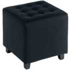 HOMCOM Square Footstool Small Ottoman w/ Wood Legs for Bedroom Charcoal Grey
