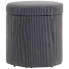 HOMCOM Round Storage Ottoman with Lid, Vanity Stool with Storage, Grey