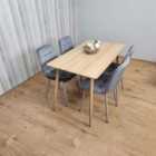 Modern Wood Effect Dining Table Set With 4 Grey Velvet Chairs Dining Room Furniture