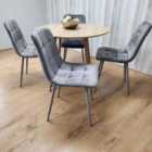 Dining Table And 4 Chairs Round Wood Effect Table With 4 Grey Chairs Dining Furniture Set