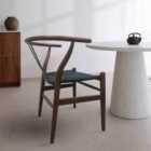 Fusion Living Wishbone Walnut And Black Hemp Weave Dining Chair