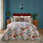 Seventy Three Ishana Reversible Floral Double Duvet Cover Set Red Currant/French Blue
