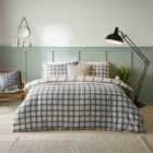 Furn. Canberra Check Printed Super King Duvet Cover Set Grey/ Neutral