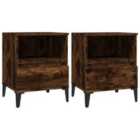 vidaXL Bedside Cabinets 2 Pcs Smoked Oak 40X35X50 Cm