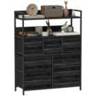 HOMCOM Bedroom Chest of Drawers 7 Drawer Dresser w/ Shelves, Black