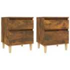 vidaXL Bedside Cabinets 2 Pcs Smoked Oak 40X35X50 Cm