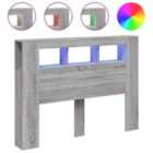 vidaXL LED Headboard Grey Sonoma 140X18.5X103.5 Cm Engineered Wood