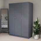 Vida Designs Riano Wardrobe, With Shelf & Hanging Rail Bedroom Storage Furniture (grey, 3 Door)