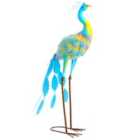 Outsunny Peacock Garden Statue, Metal Garden Gift with Stakes, Multi-Colour