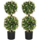 HOMCOM Set of 2 Potted Artificial Plants w/ Lavender Flowers, Pink