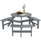 Outsunny 6 Person Fir Wood Table Bench Set Outdoor Garden Patio, Grey