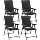 Outsunny 4PCS Folding Chair w/ Breathable Mesh Fabric Seat, Black