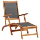 vidaXL Outdoor Deck Chair Solid Acacia Wood and Textilene