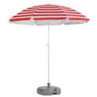 Harbour Housewares Metal Beach Parasol with Grey Base - 1.8m - Red Stripe