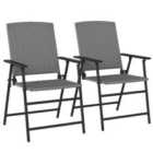 Outsunny 2pcs Rattan Chair Foldable Garden Furniture w/ Armrest Grey