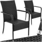 tectake Garden Chair Girona - polyrattan & steel, weather & sun resistant, stackable