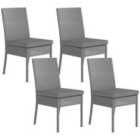 Outsunny 4 PCs Rattan Garden Chairs with Cushion, Wicker Dining Chairs, Grey