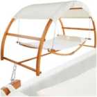 tectake Hammock Locarno - for 2 people, large sun canopy, wooden frame, washable fabric 328 x 160 x 171.5cm