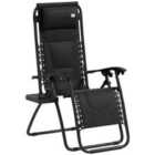 Outsunny Zero Gravity Lounger Folding Recliner Chair w/ Cup Holder Black