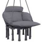Outsunny Hammock Chair, Boho Hanging Swing Chair with Cushion, Dark Grey