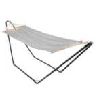 Harbour Housewares Cotton Garden Hammock with Stand - Grey/White Stripe