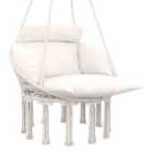 Outsunny Hammock Chair, Boho Hanging Swing Chair with Cushion, Cream White