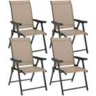 Outsunny 4PCS Folding Chair w/ Breathable Mesh Fabric Seat, Brown