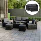 Garden Vida Islay 6 Seater Rattan Set, Black