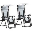 Outsunny 2 Pcs Zero Gravity Lounger Chair, Folding Reclining Chair, Grey