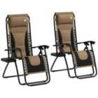Outsunny 2 Pcs Zero Gravity Lounger Folding Recliner Chair w/ Cup Holder